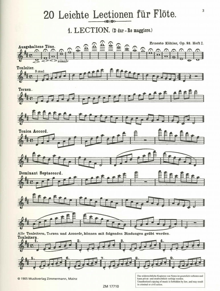 Kohler, 20 Lektionen op. 93, 1 (Zimmermann)