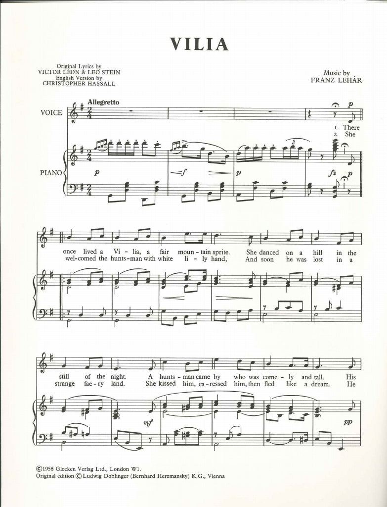 Lehar, Vilia from 'The Merry Widow' [E] (Glocken)