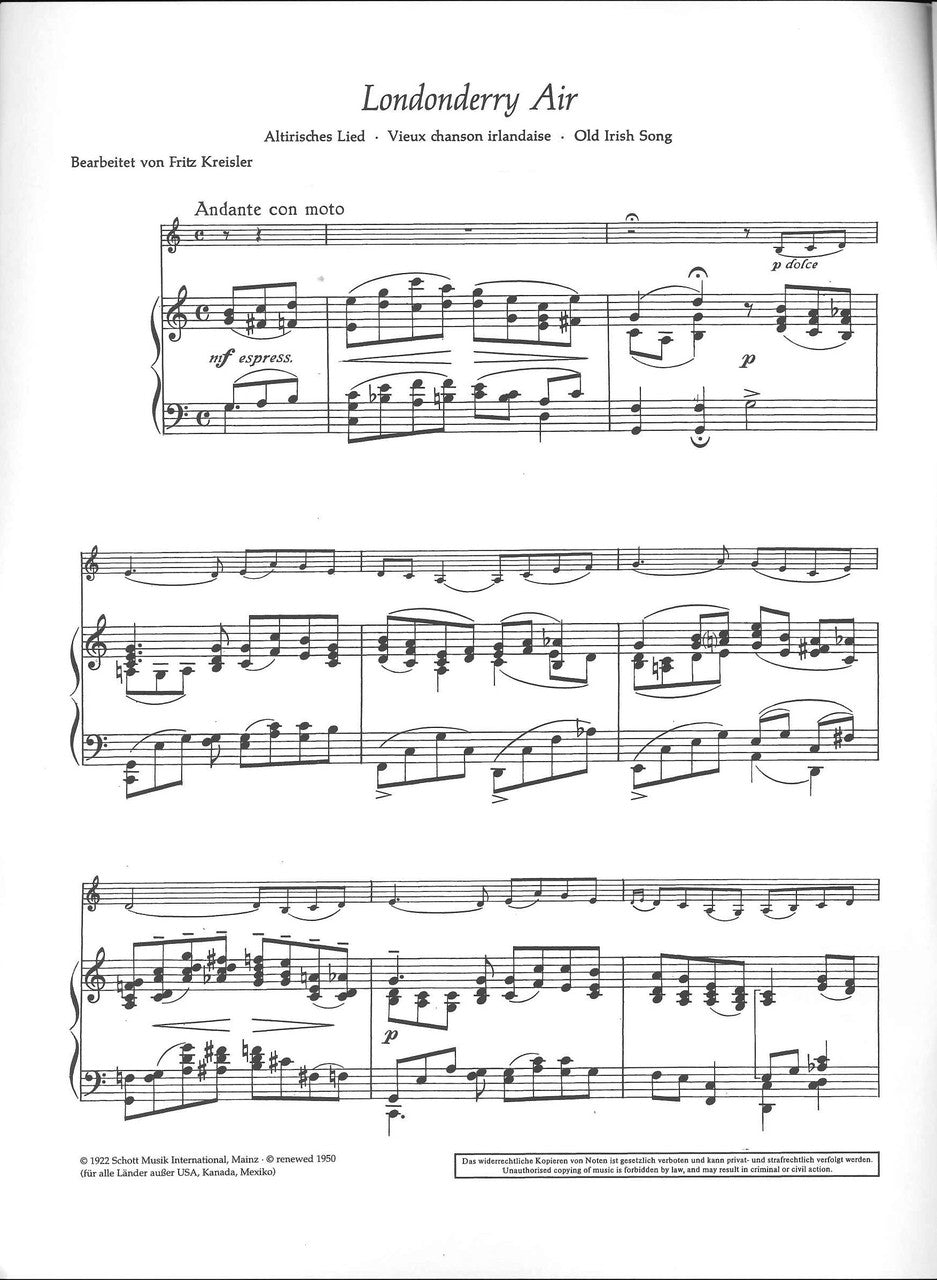 Kreisler, Londonderry Air (Schott)