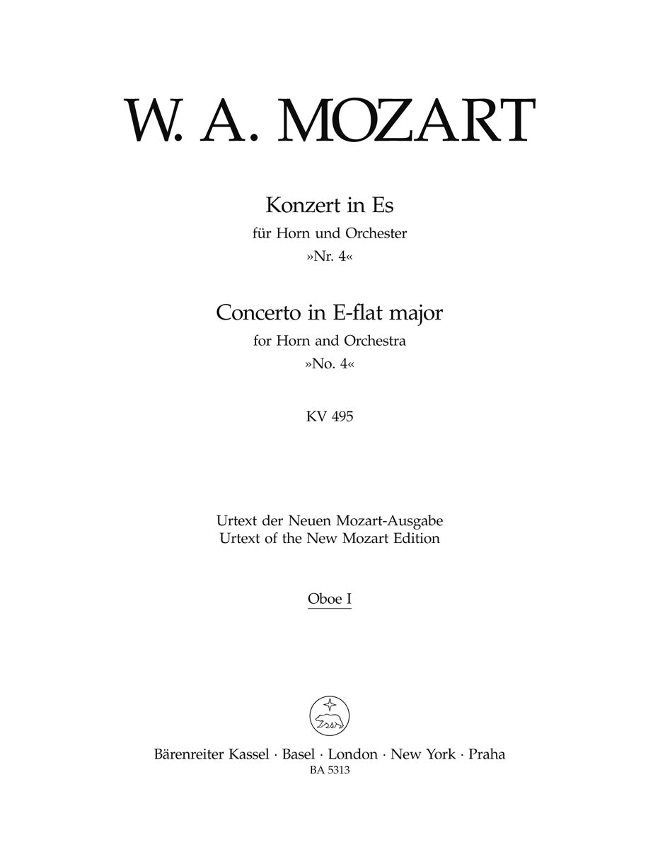 Mozart, Concerto KV 495 Wind Set (Barenreiter)