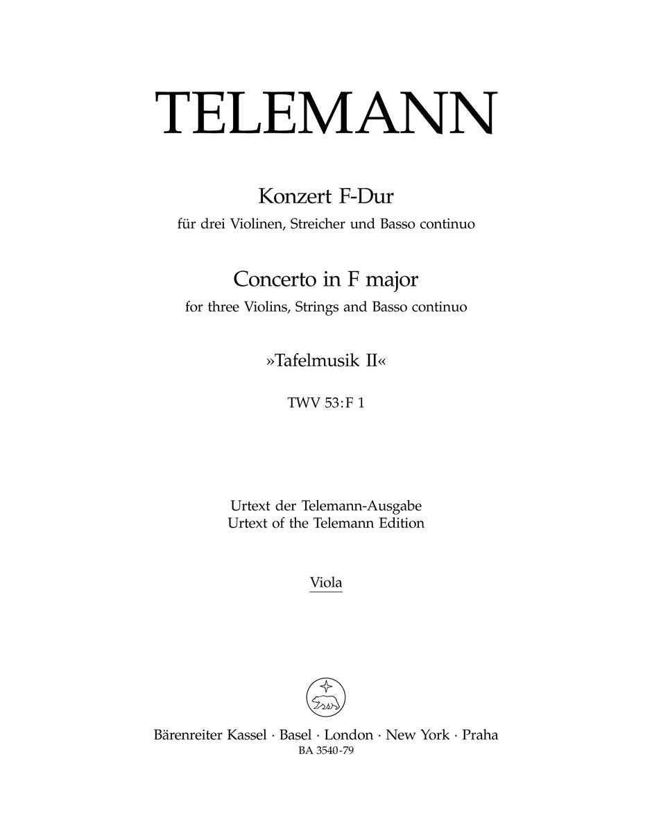 Telemann, Tafelmusik 2, Conc Viola (Barenreiter)