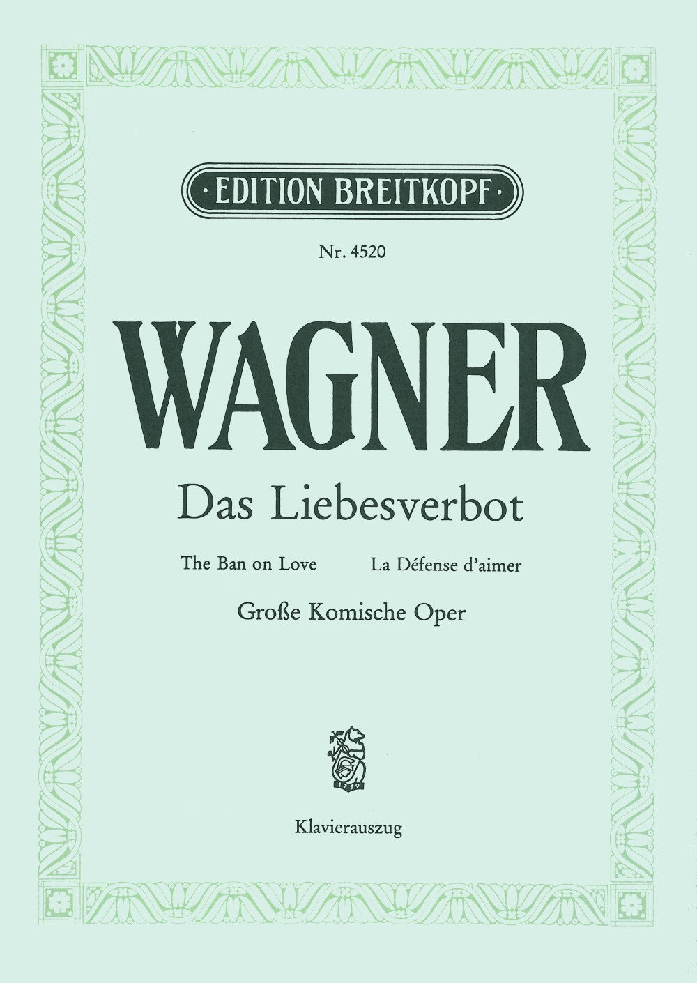 Wagner, WWV 38 Liebesverbot [G/E/F] (Breitkopf)