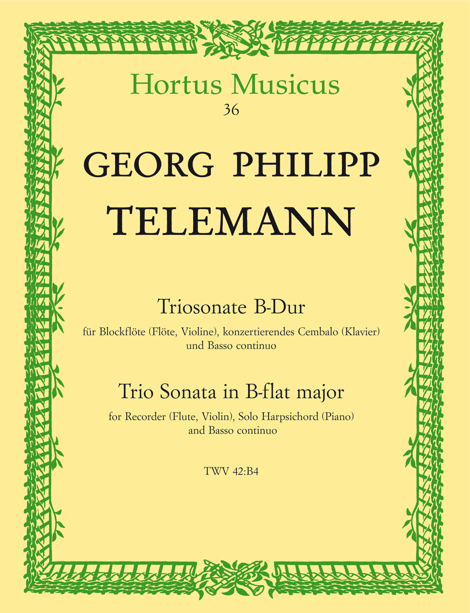 Telemann, Triosonate B-dur (Rec,Cemb,Bc) (Barenreiter)
