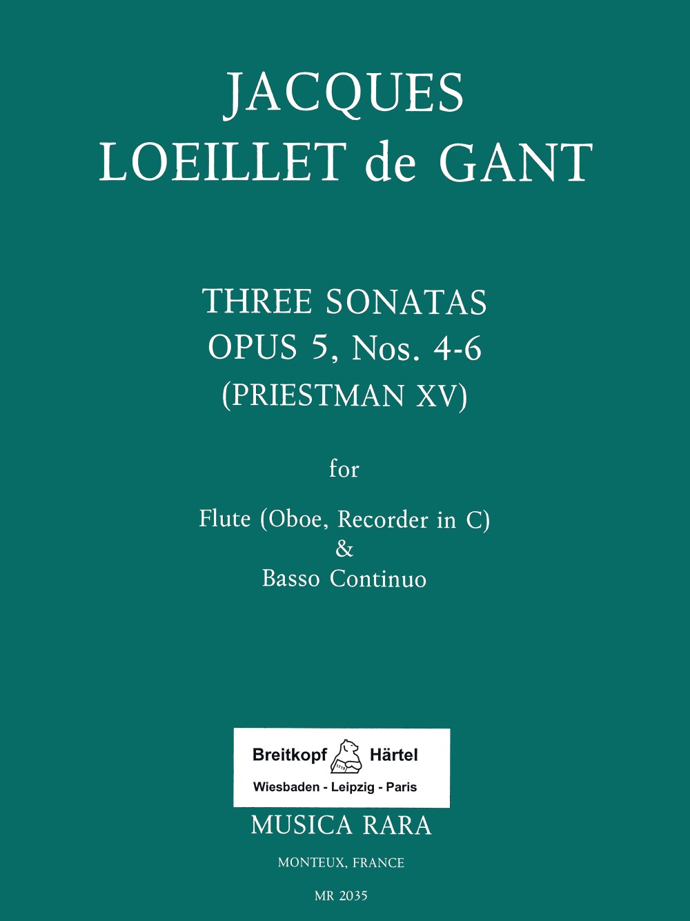 Loeillet, Sonatas op. 5/4-6 (Fl/Vn,Bc) (Musica Rara)