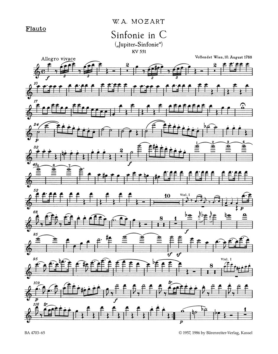 Mozart, Symphony No. 41 KV 551 Wind Set (Barenreiter)