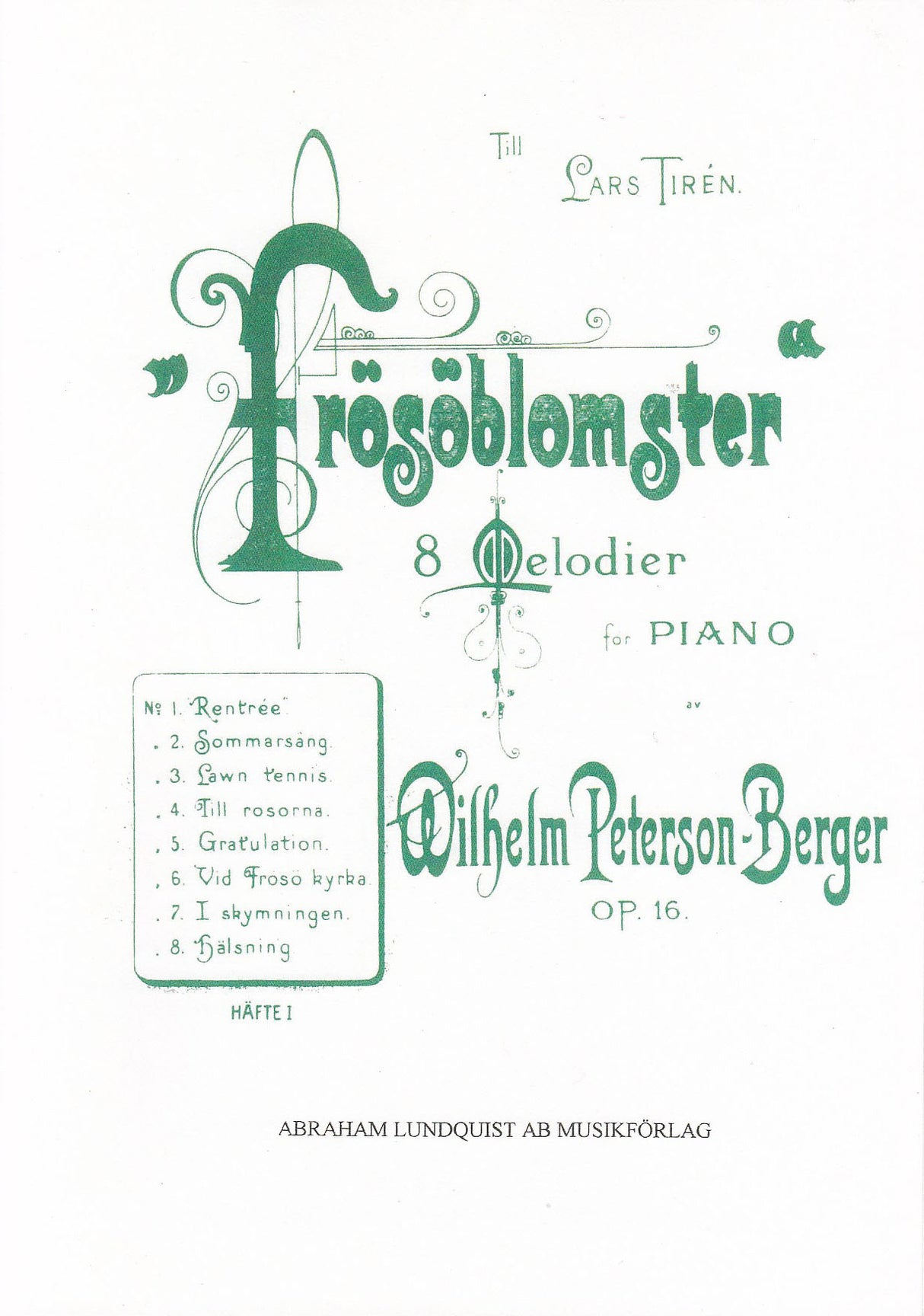 Peterson-Berger, Frosoblomster 1 op. 16 (Lundquist)