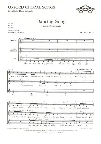 Kodaly, Dancing Song (SSA) (Oxford University Press)