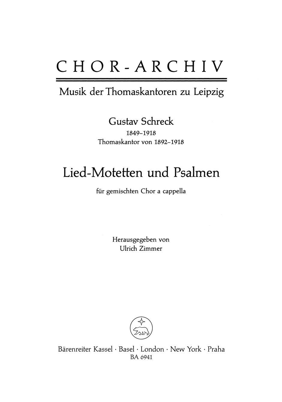 Schreck, Lied-Motetten & Psalmen (Gem.) (Barenreiter)