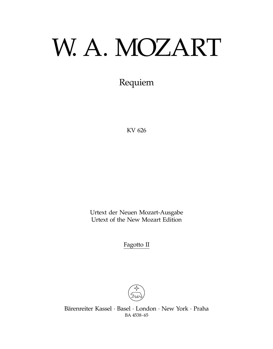 Mozart, Requiem KV 626 Wind Set (Barenreiter)