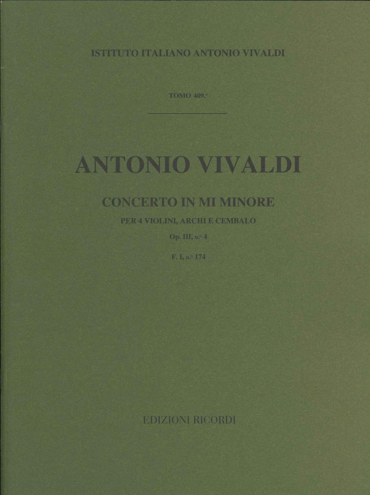 Vivaldi, Concerto op. 3/ 4 in e minor (Ricordi)