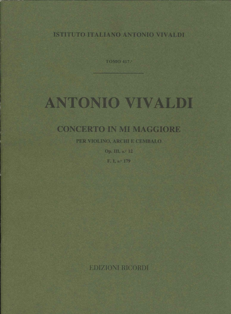 Vivaldi, Concerto op. 3/12 in E (Score) (Ricordi)