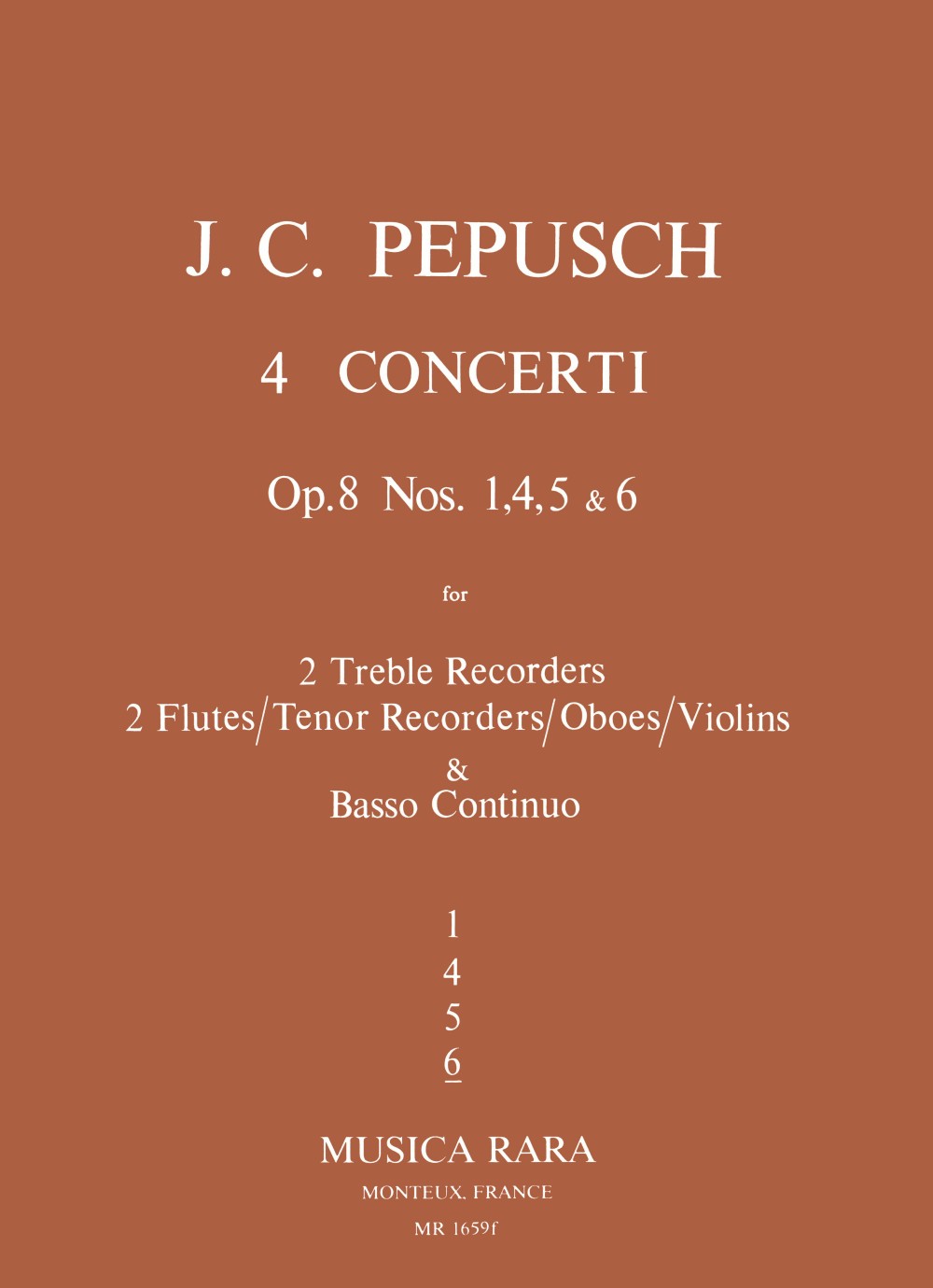 Pepusch, Concerto op.8/6 (2Rec,2Fl,Bc) (Musica Rara)