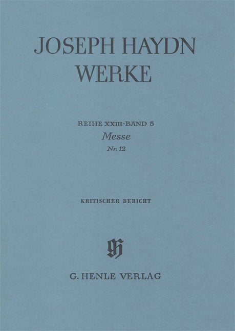 Haydn Werke 23/5, Kritisscher Bericht (Henle)