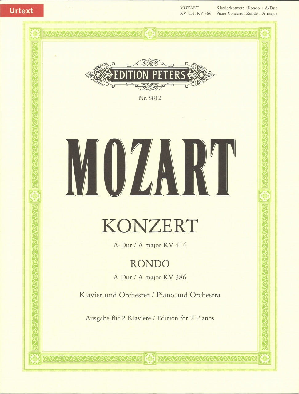 Mozart, Concerto KV 414 in A (No. 12) (Peters)