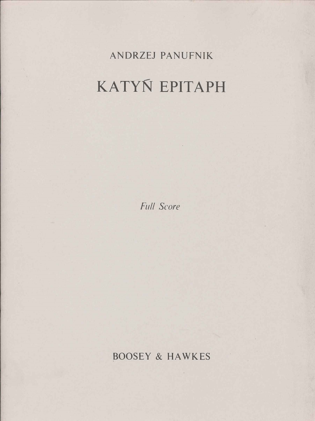 Panufnik, Katyn Epitaph (Full Score) (Boosey)