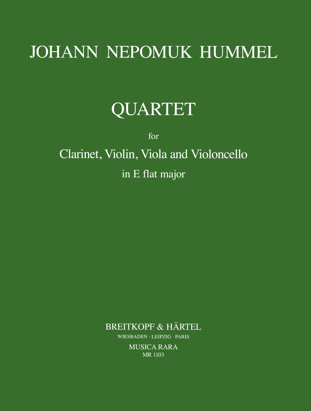 Hummel, Quartet in Eb, S 78 (Cl,Str) (Musica Rara)