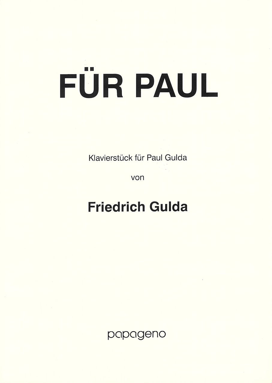 Gulda, Fur Paul (Papageno/Weinberger)