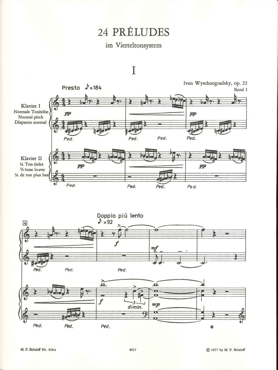 Wyschnegradsky, 24 Preludes op. 22, I (Belaieff)