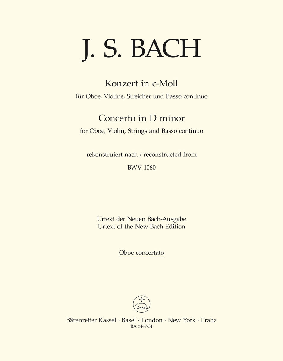 Bach, Concerto BWV 1060 in c Oboe (Barenreiter)