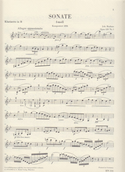 Brahms, Sonatas op. 120: Clarinet part (Henle)