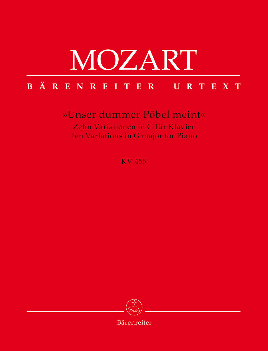 Mozart, Var KV 455 Unser dummer Pobel (Barenreiter)