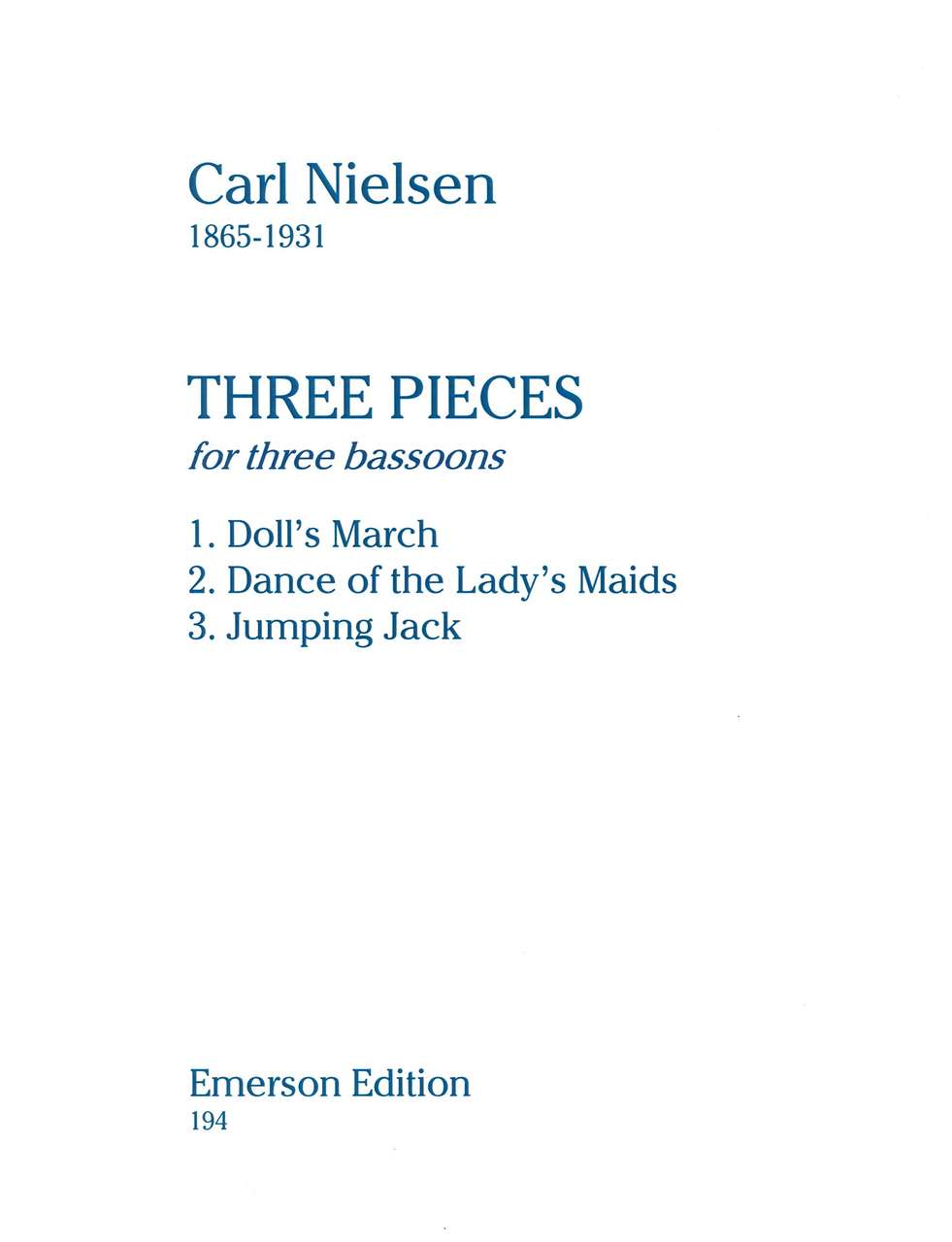Nielsen, 3 Pieces for 3 Bassoon (Emerson Edition)