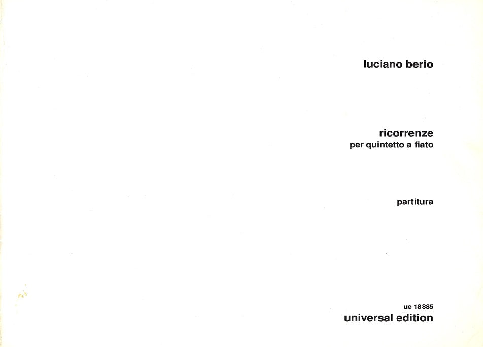 Berio, Ricorrenze per quintetto a fiato (Universal)