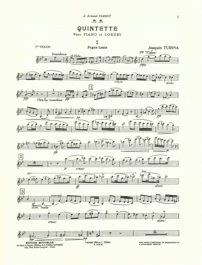 Turina, Quintette op. 1 (Str.Parts) (Salabert)