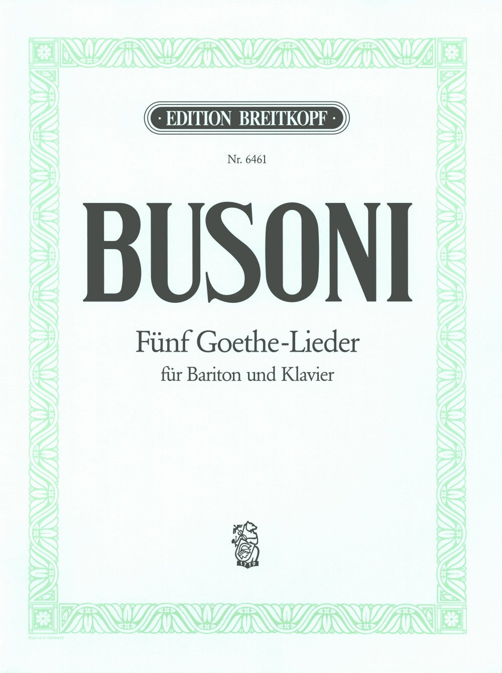 Busoni, 5 Goethe Lieder (Bar,Pf) (Breitkopf)
