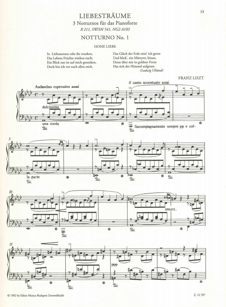 Liszt, Liebestraume S 541 (Editio Musica Budapest)