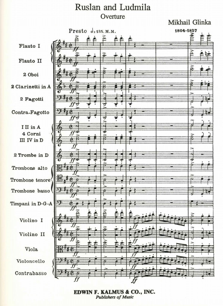 Glinka, Russlan & Ludmilla Ov Full Score (E.F.Kalmus)