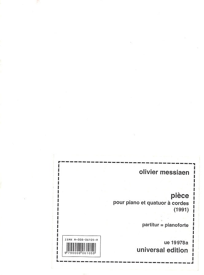 Messiaen, Piece pour piano et cordes (Universal)