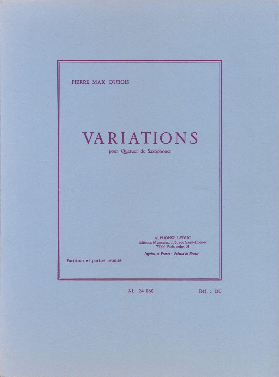Dubois, Variations (4Sax) (Leduc)