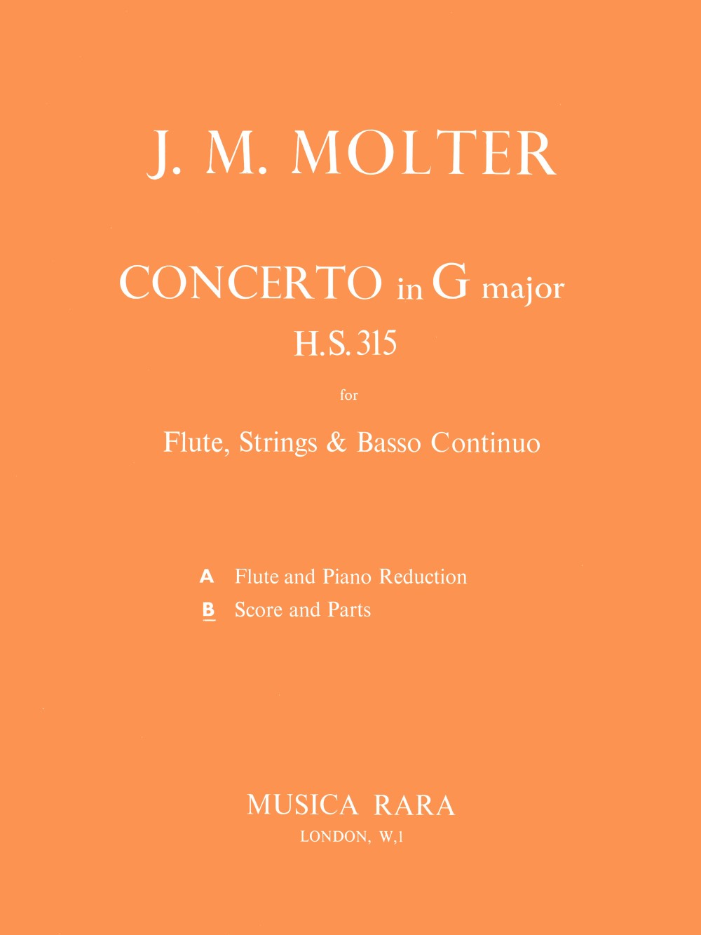 Molter, Flute Concerto in G (Score,Parts (Musica Rara)