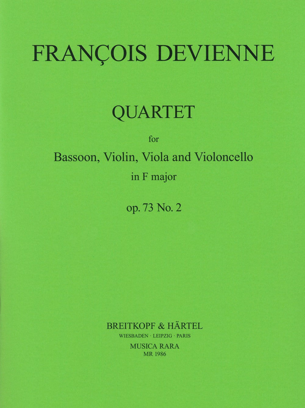 Devienne, Quartet op. 73/2 in F (Bn,Str) (Musica Rara)