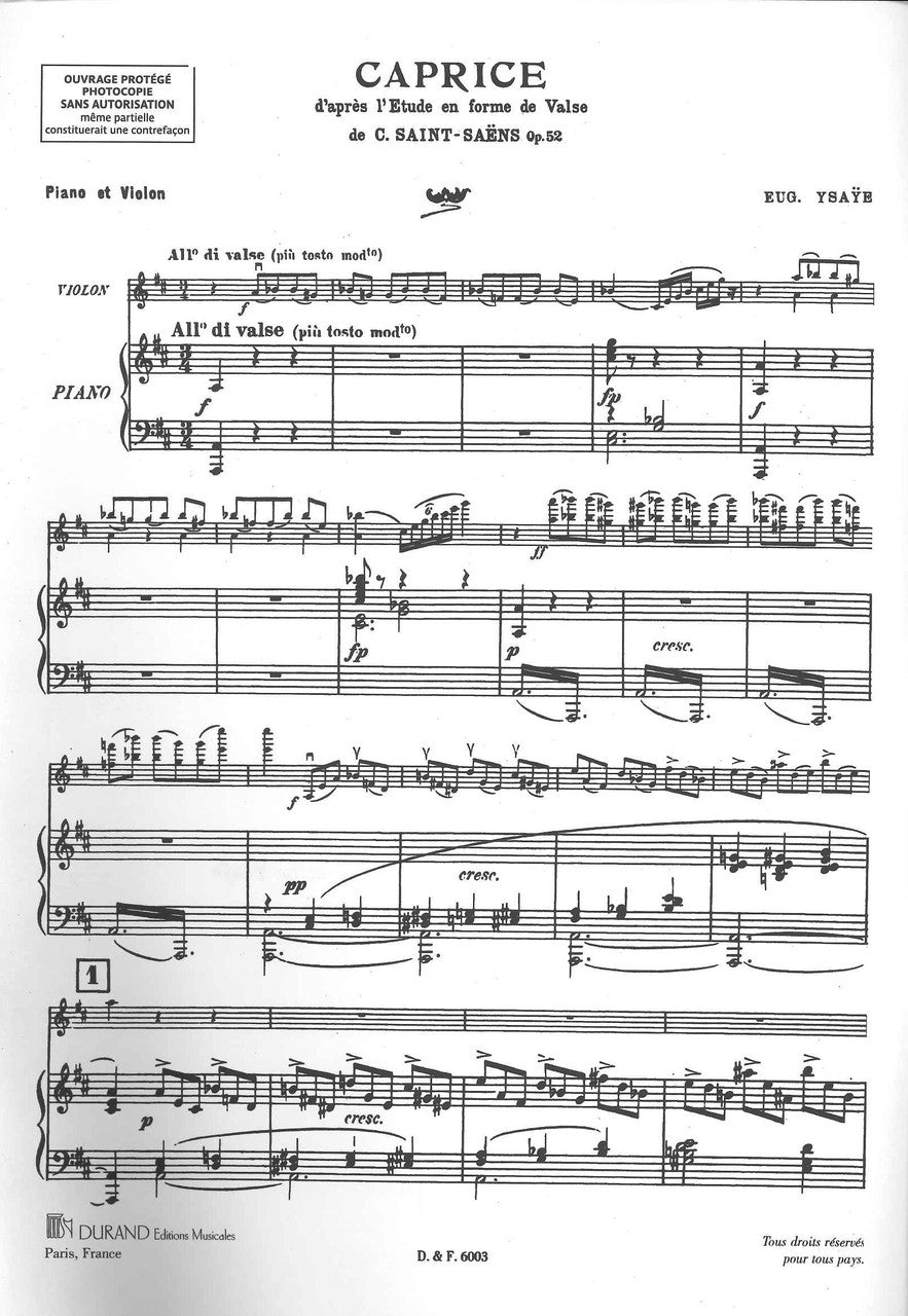 Saint-Saens, Caprice op. 52/6 (Ysaye) (Durand)