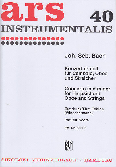 Bach, Concerto BWV 1059 in d (Partitur) (Sikorski)