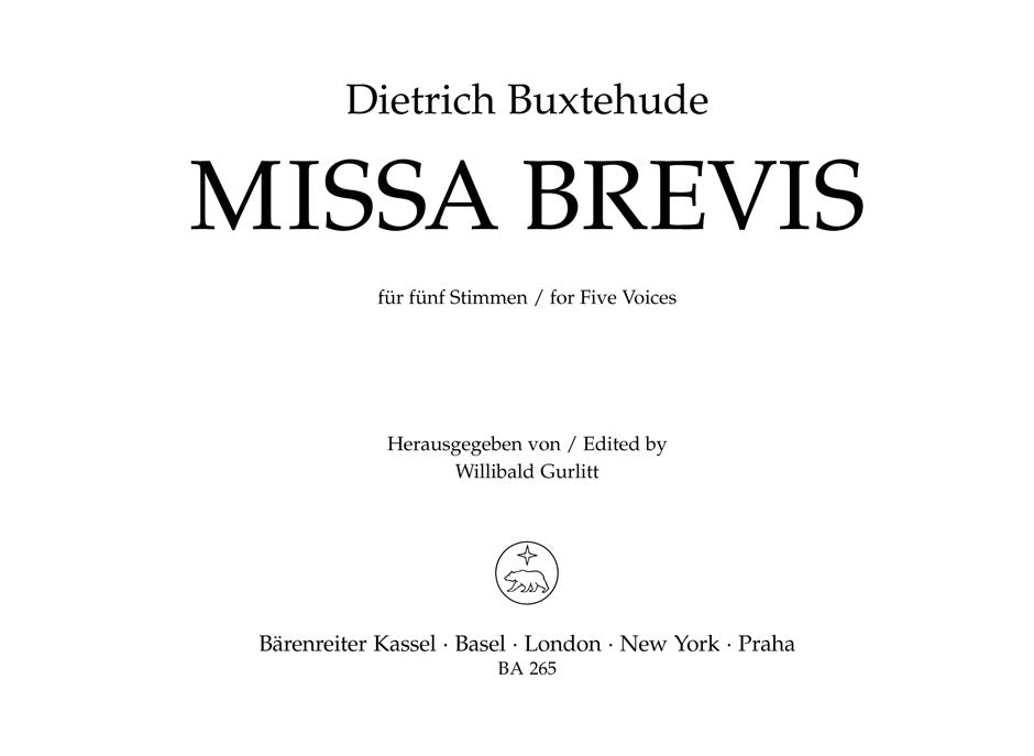 Buxtehude, Missa brevis (SSATB,Org/Bc) (Barenreiter)