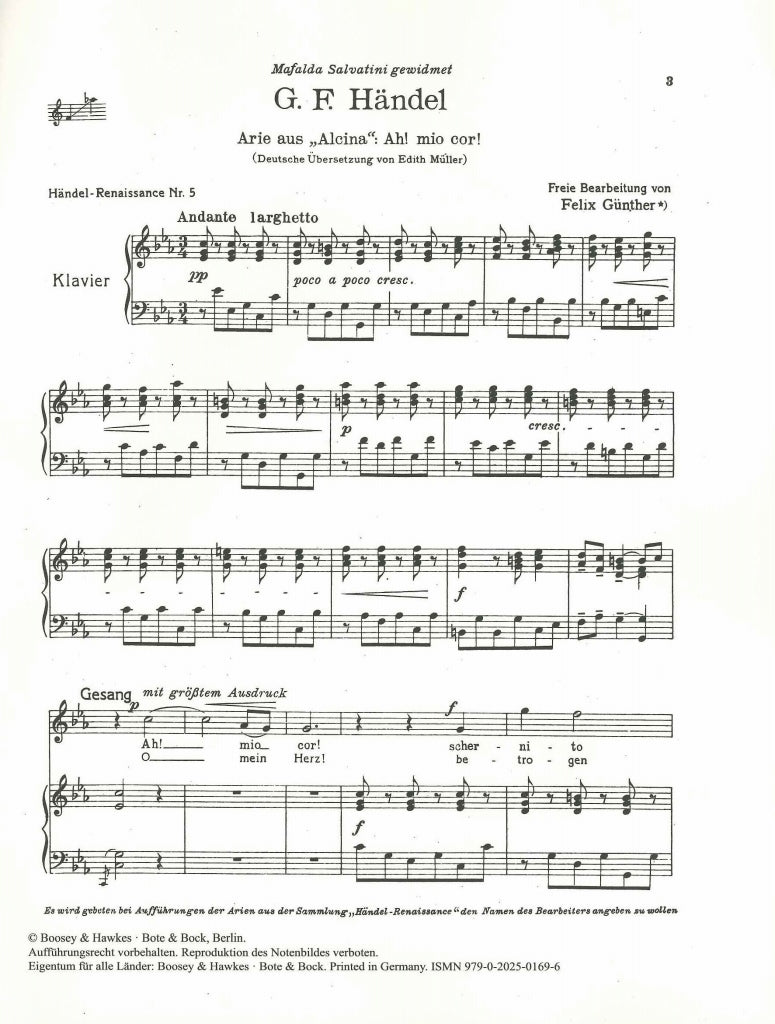 Handel, Alcina, Ah! mio cor [I/G] (Bote & Bock)