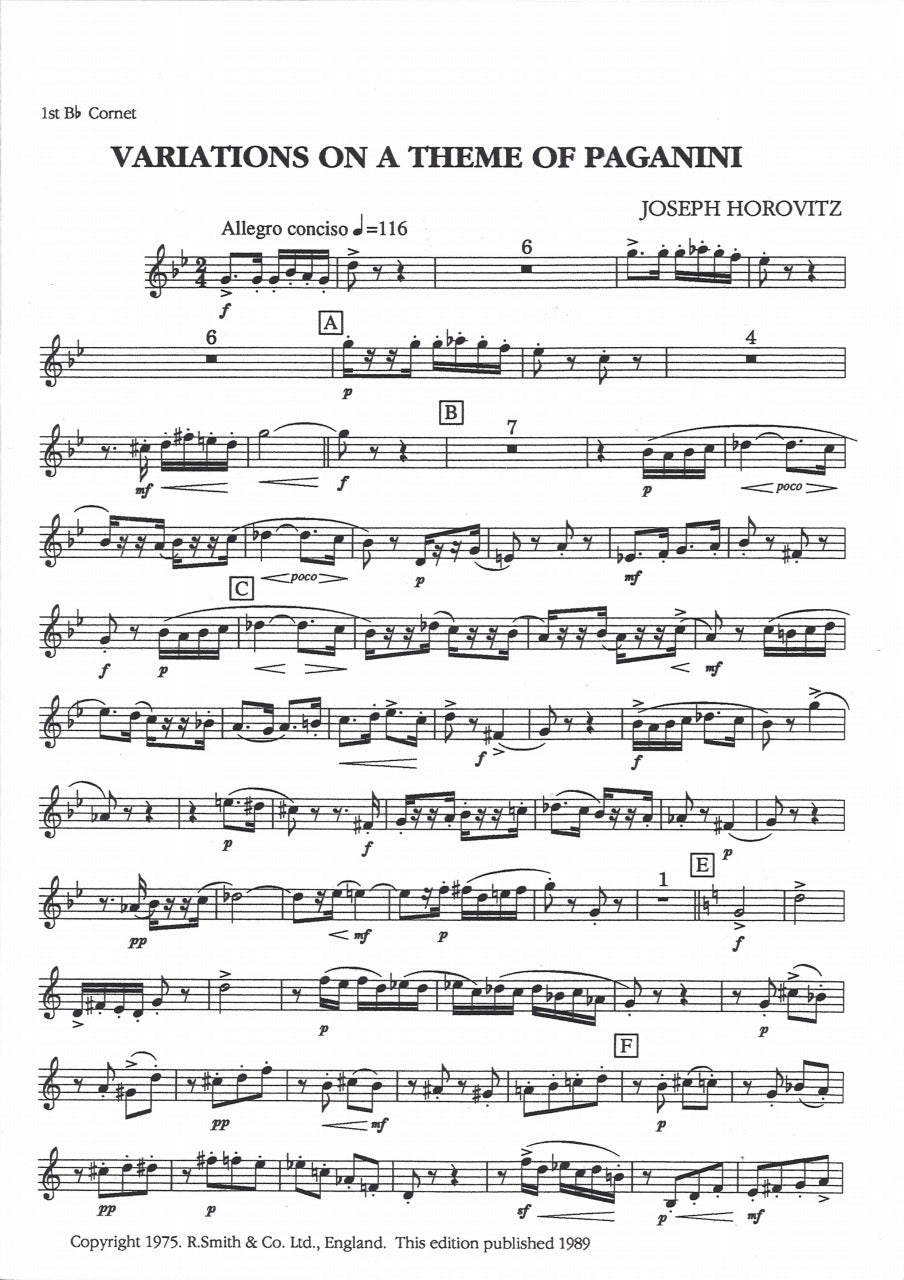 Horovitz, Paganini Variations (Quartet) (G & M Brand/R.Smith)