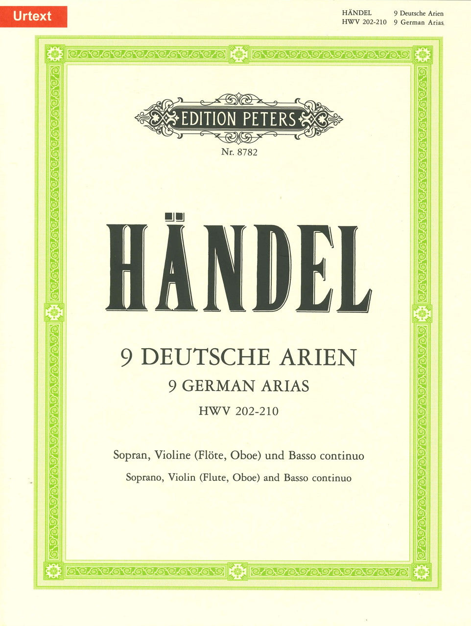 Handel, 9 Deutsche Arien (Blume) (Peters)