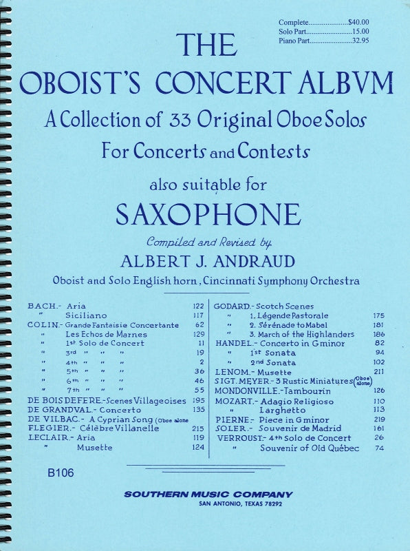 Oboist's Concert Album (Andraud) (Southern)