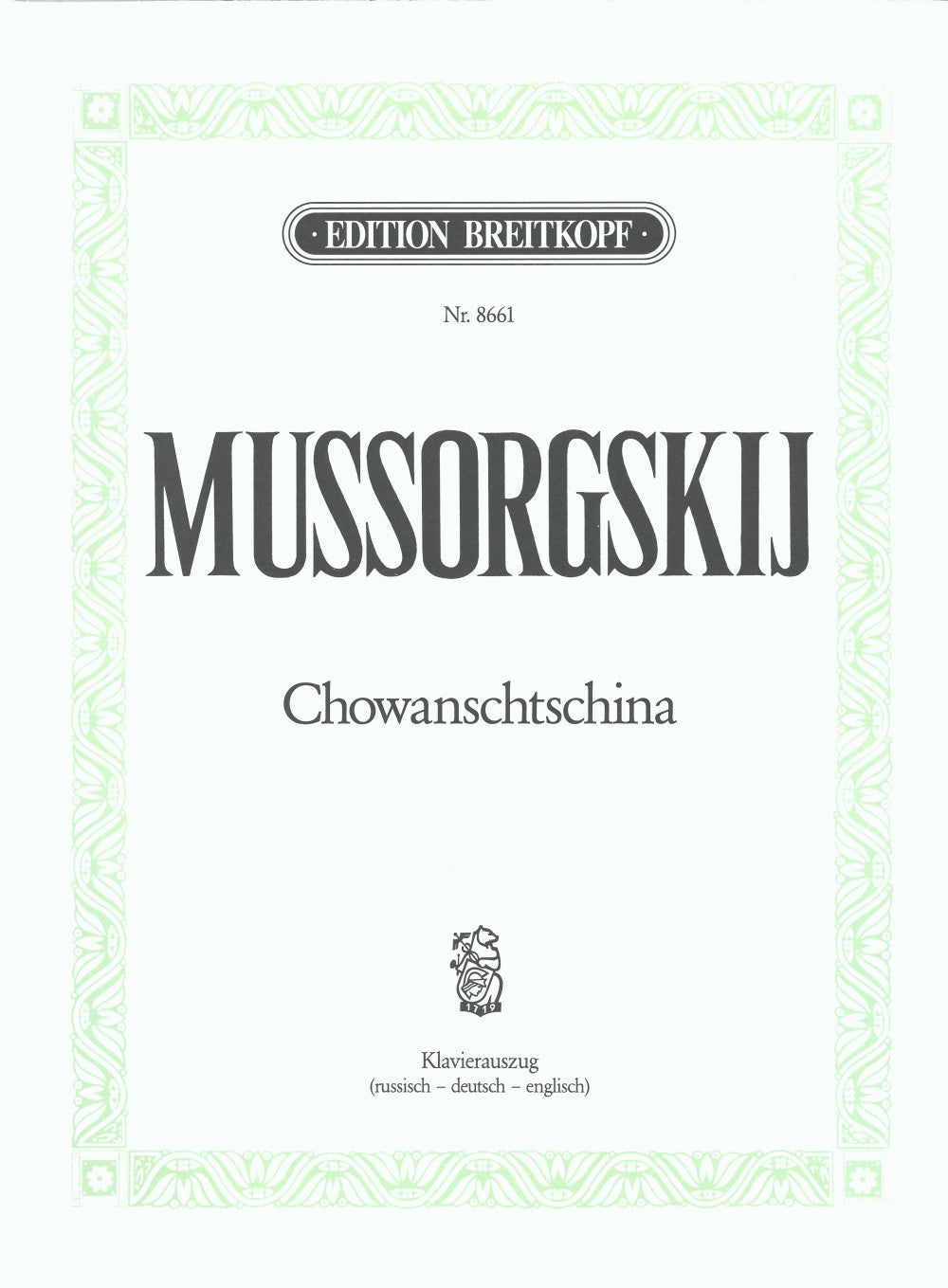 Mussorgsky, Chowanschtschina [Russ/G/E] (Breitkopf)