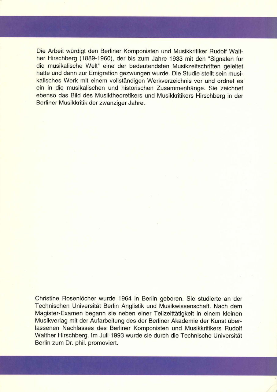 Rosenlocher, Rudolf Walther Hirschberg (Peter Lang)