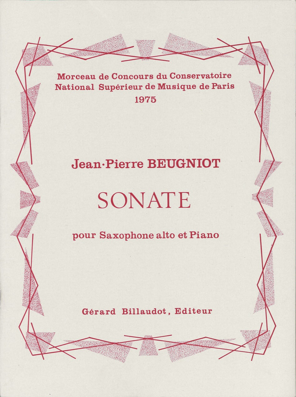 Beugniot, Sonate (Alto Sax,Pf) (Billaudot)
