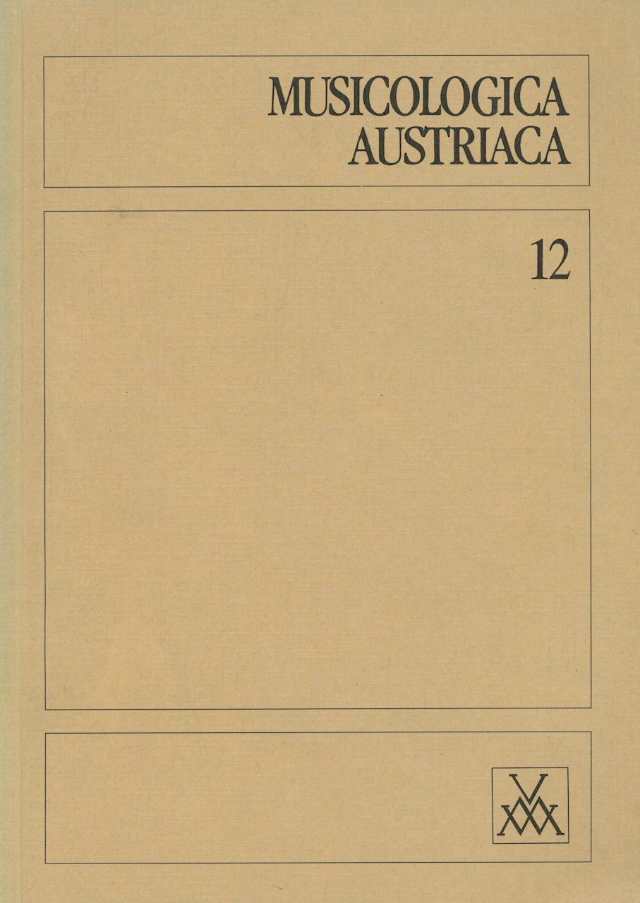 Musicologica Austriaca 12 (Musikwissenschaftlicher Verlag)