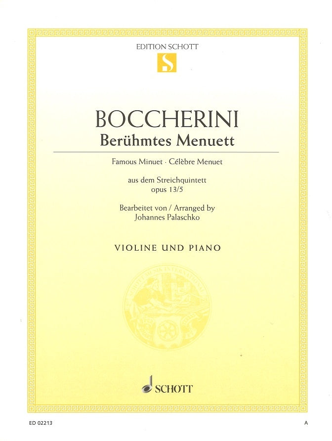 Boccherini, Menuett, Beruhmtes (Schott)