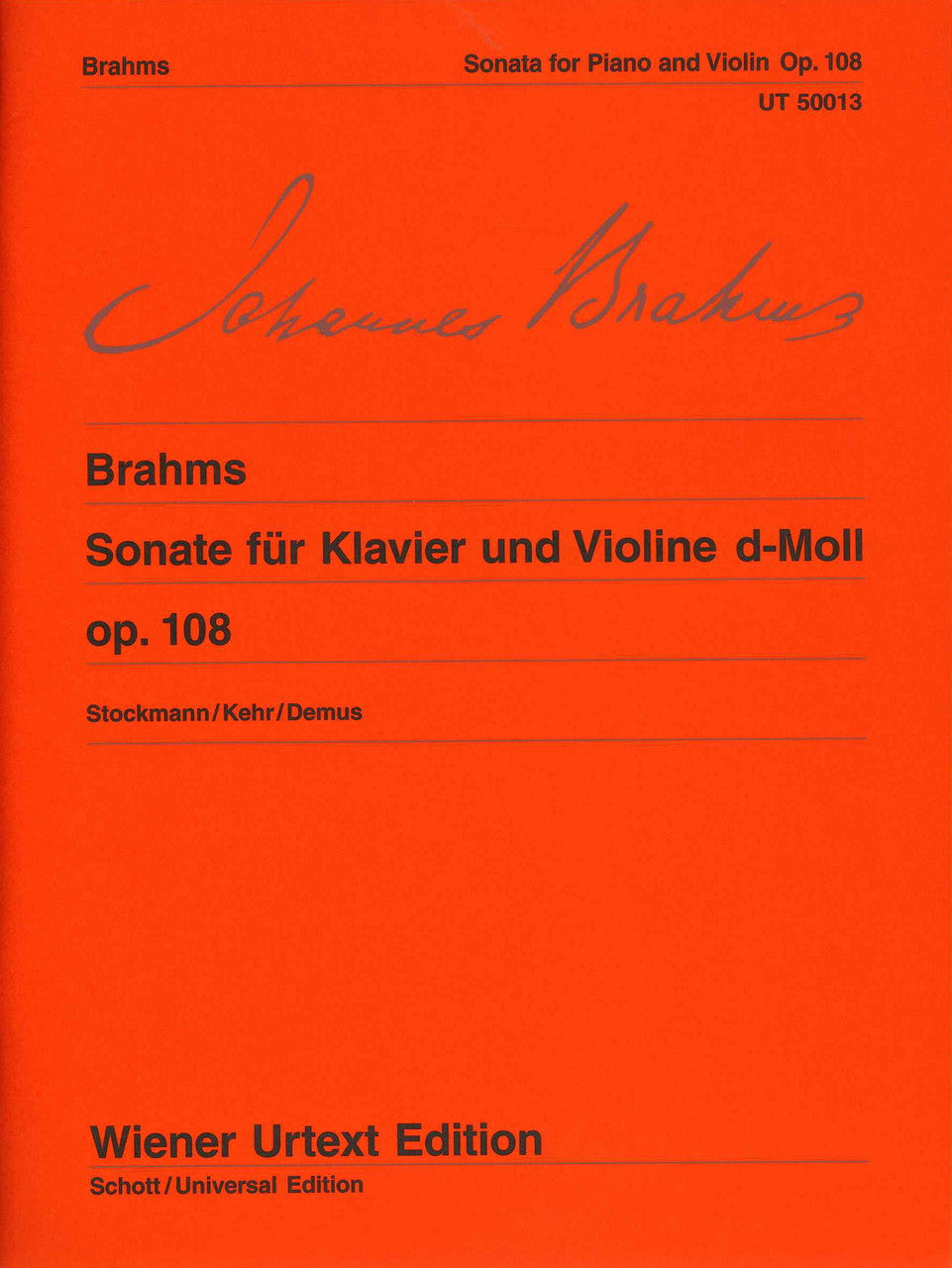 Brahms, Sonata No. 3, op. 108 (Stockmann (Wiener Urtext Edition)