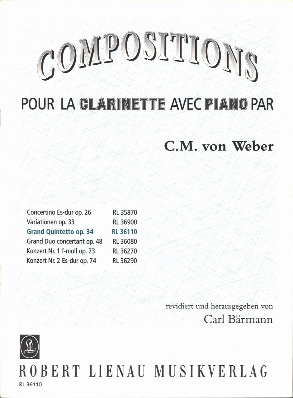 Weber, Grand Quintetto op. 34 (Cl,Pf) (R.Lienau)