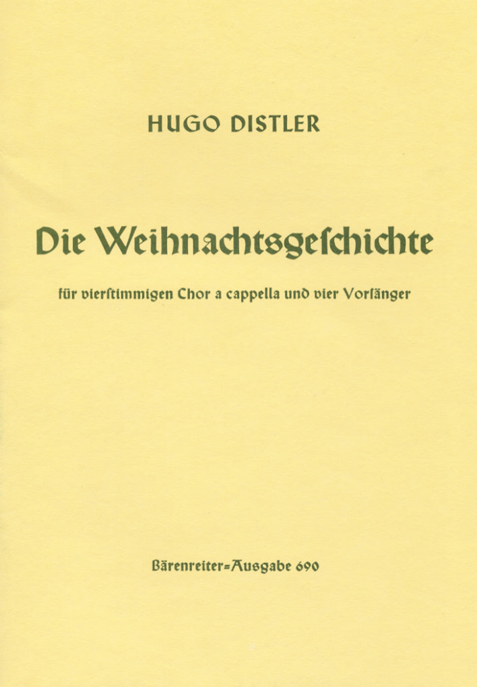 Distler, Weihnachtsgeschichte (SATB) (Barenreiter)